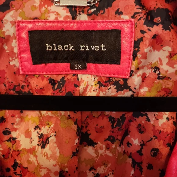 Black Rivet ☃️Pink Faux Leather Jacket 3x - Picture 5 of 10